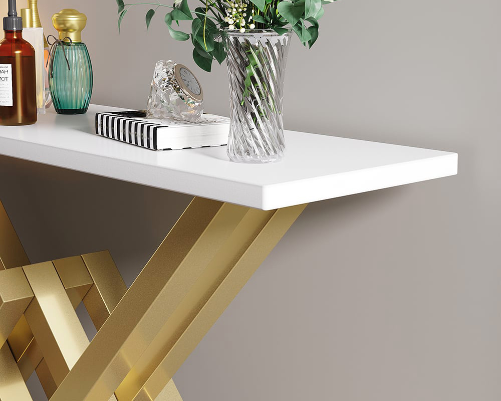 HMR 47" Narrow Console Table with Base Metal - White