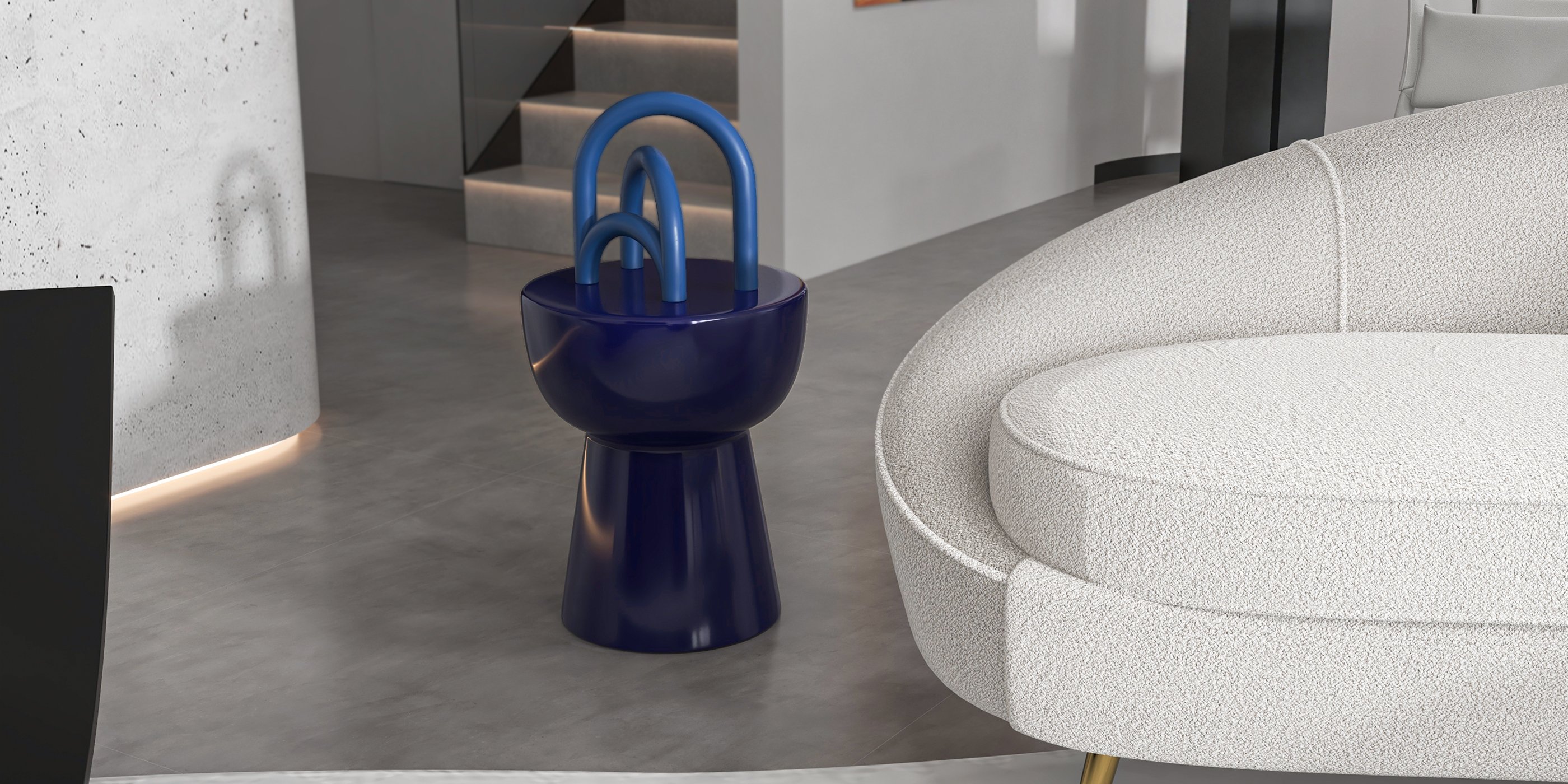 HMR - Round End Table in Blue