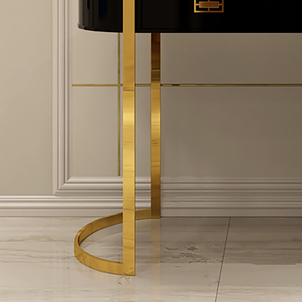 HMR Modern Console Table with Drawers - Black