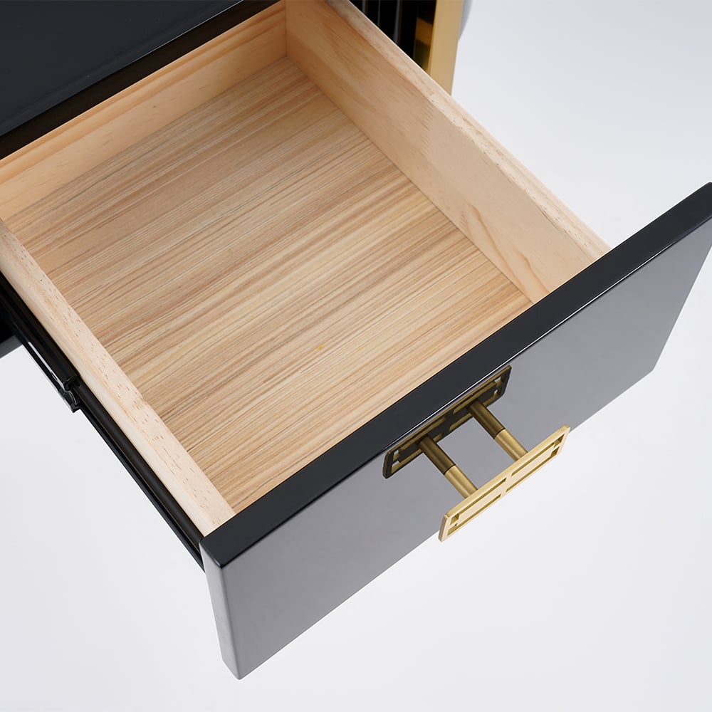 HMR Modern Console Table with Drawers - Black