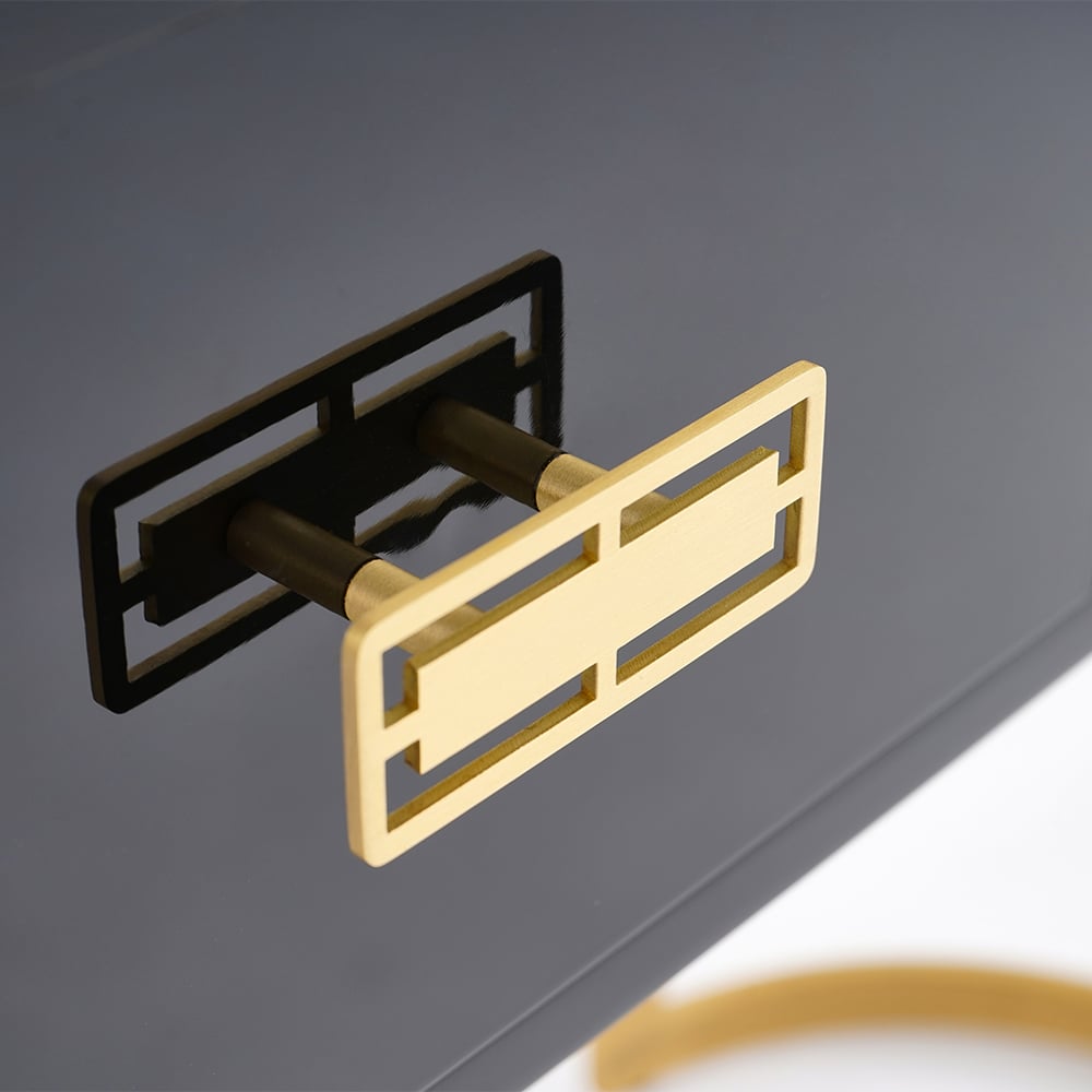 HMR Modern Console Table with Drawers - Black