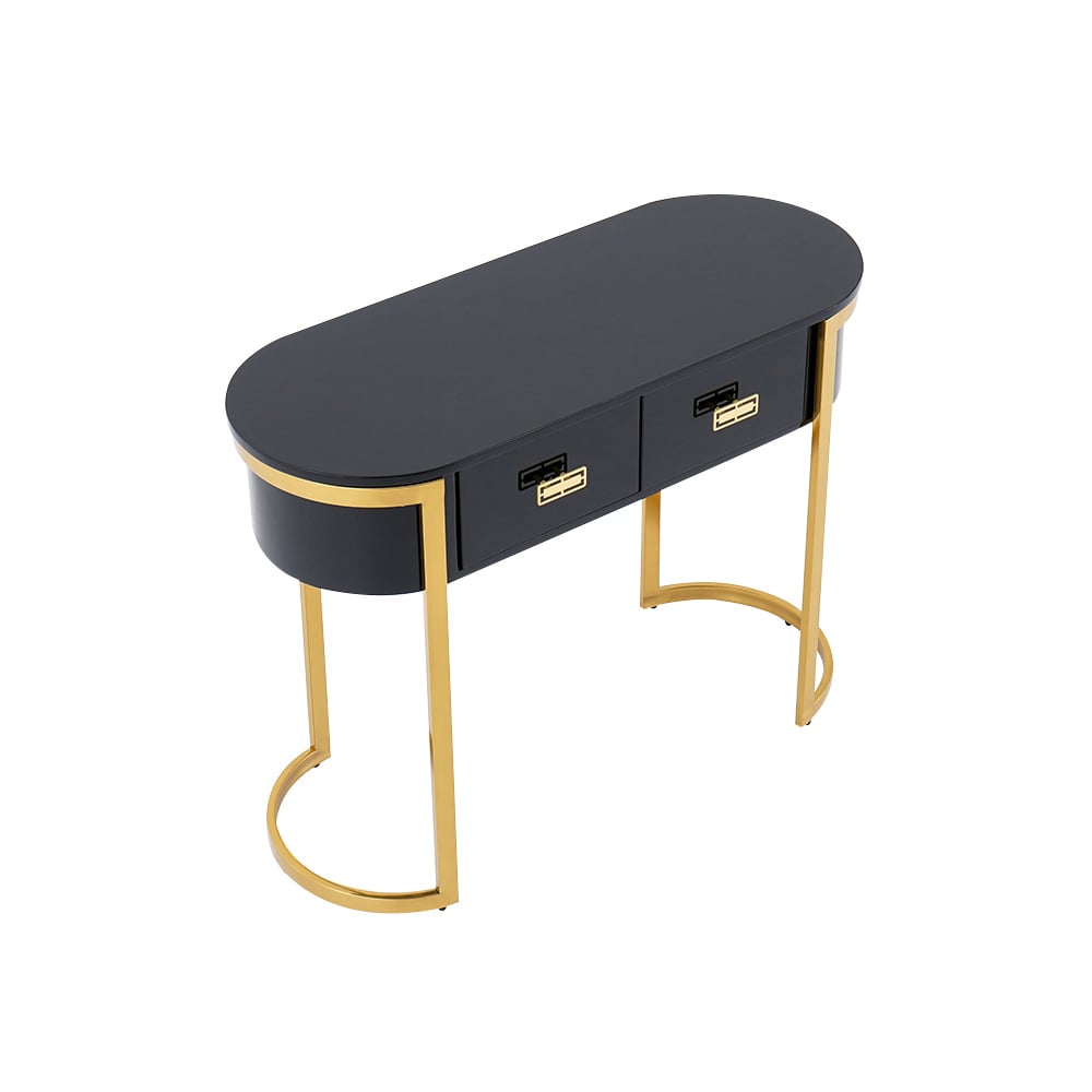 HMR Modern Console Table with Drawers - Black