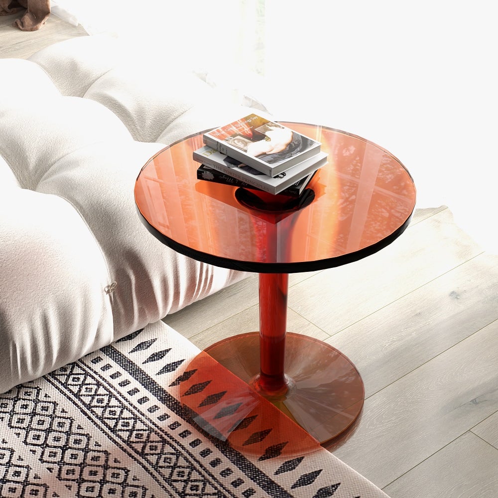 HMR - End and Accent and Clear Side Table in Amber