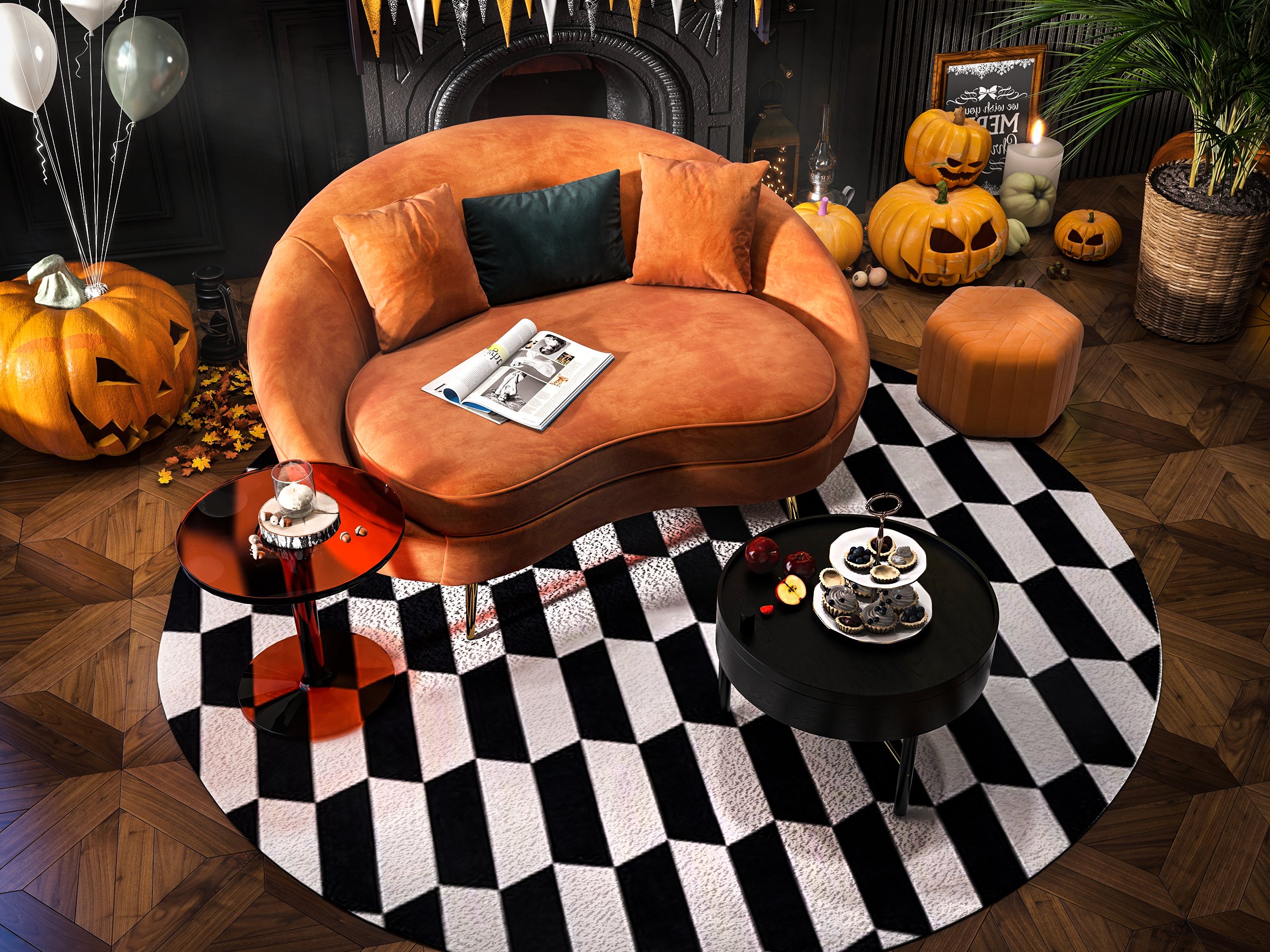 HMR - End and Accent and Clear Side Table in Amber