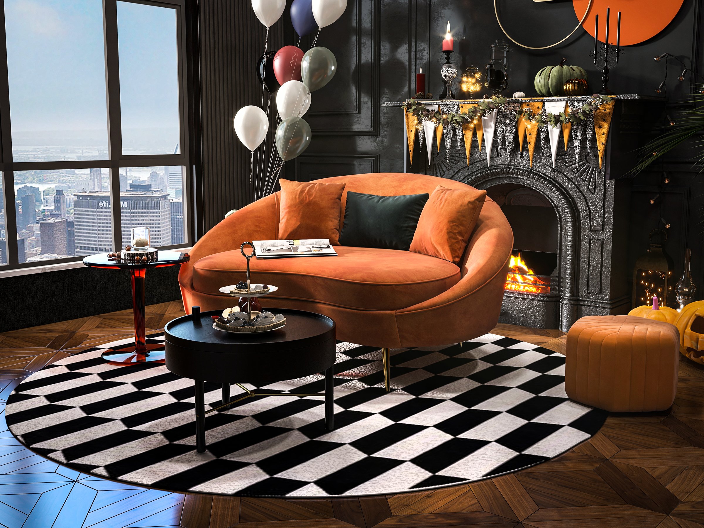 HMR - End and Accent and Clear Side Table in Amber