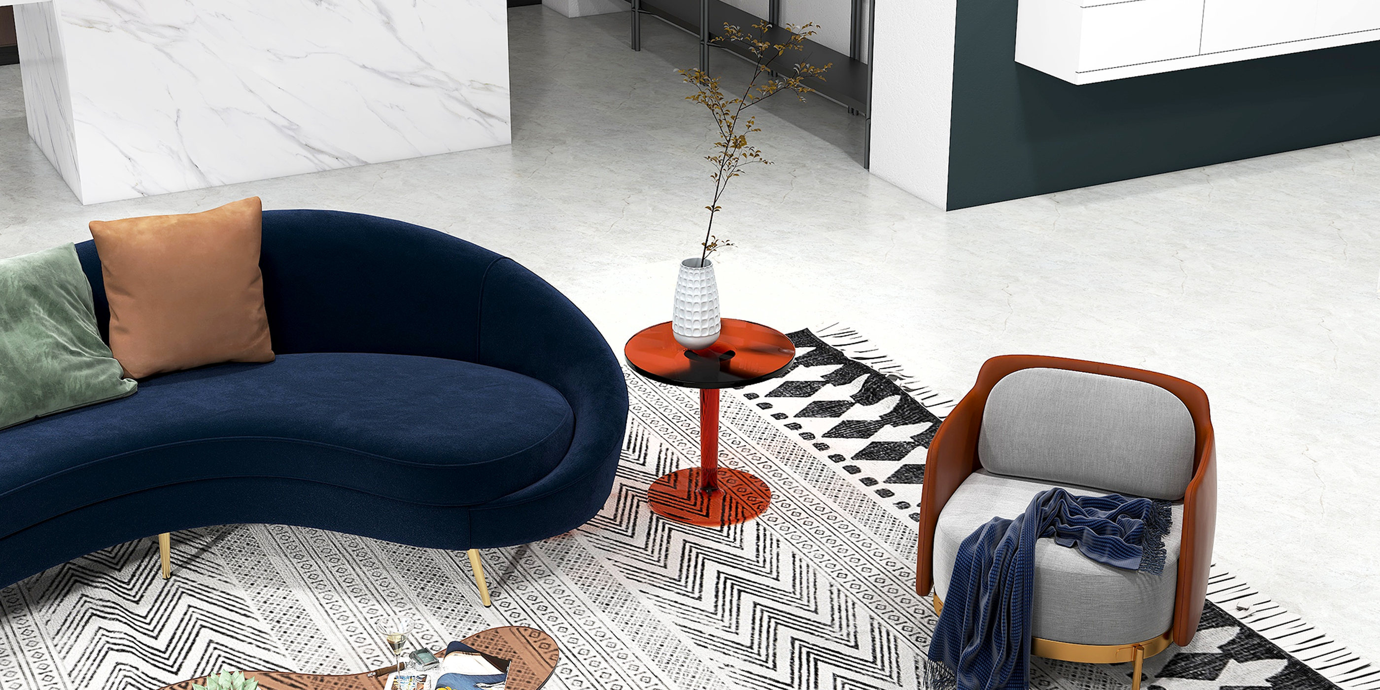 HMR - End and Accent and Clear Side Table in Amber