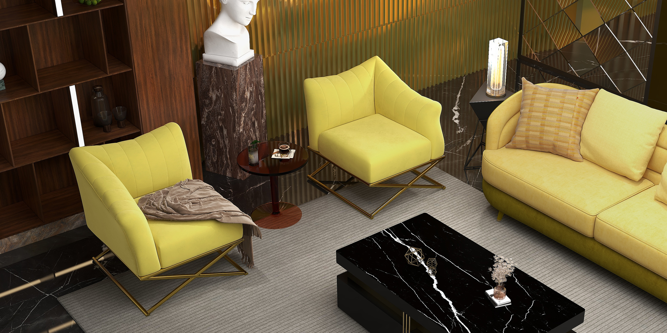 HMR - End and Accent and Clear Side Table in Amber