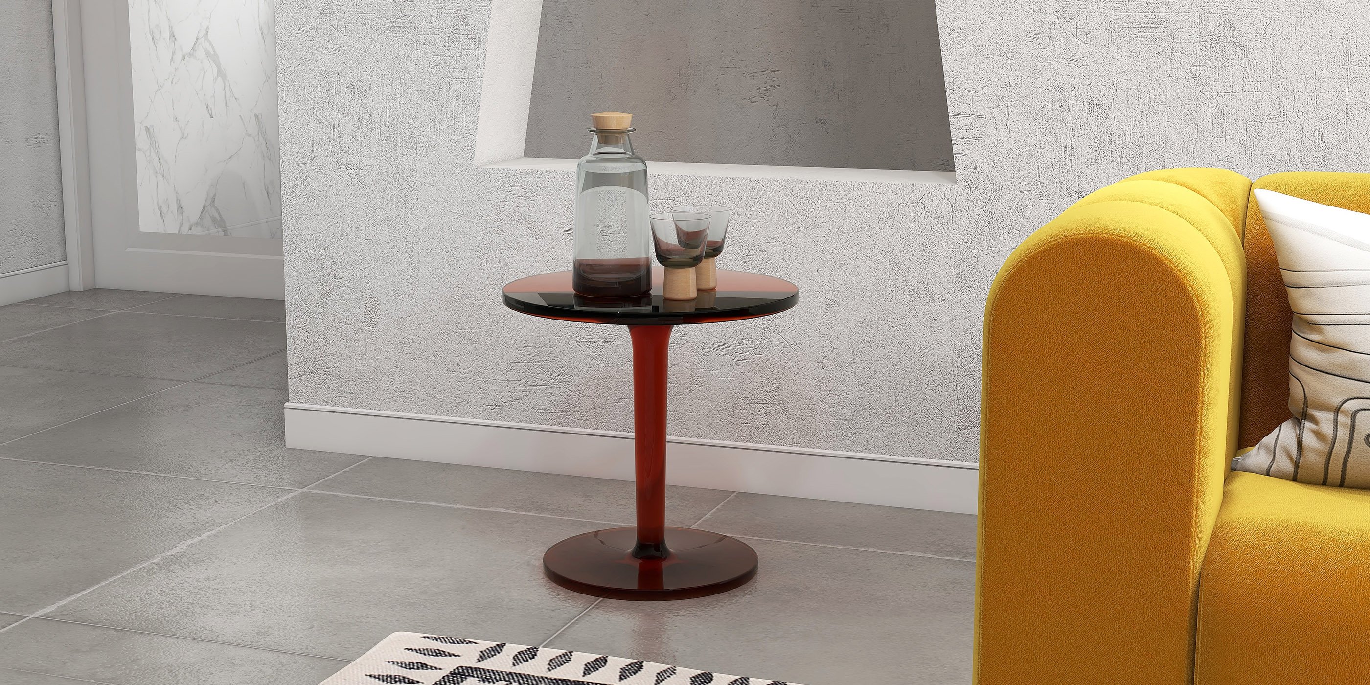 HMR - End and Accent and Clear Side Table in Amber