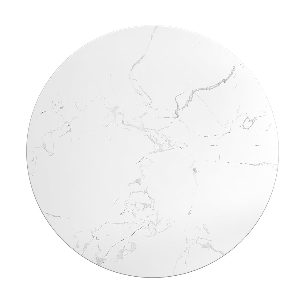 HMR - End Table Marble Top Side Table Metal in White