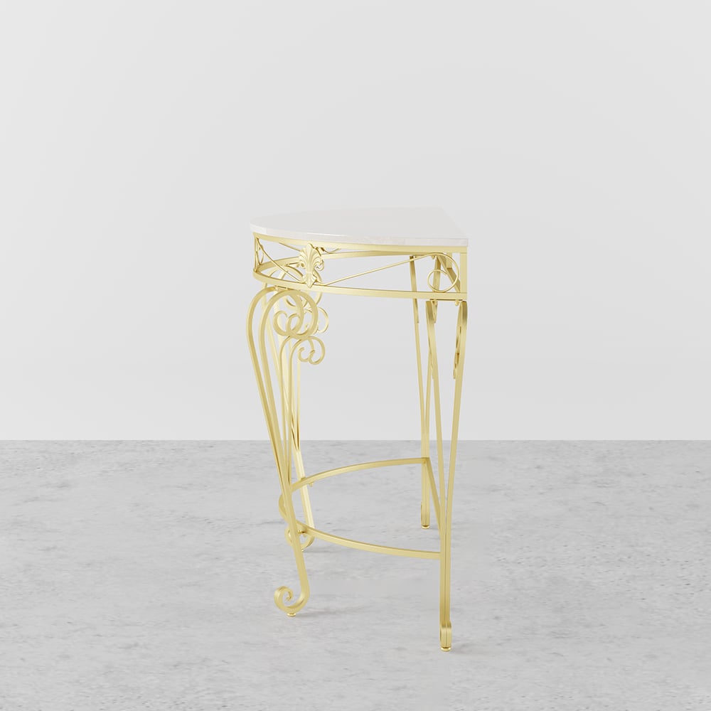 HMR - Modern Metal Console Table with Classical Frame in Gold