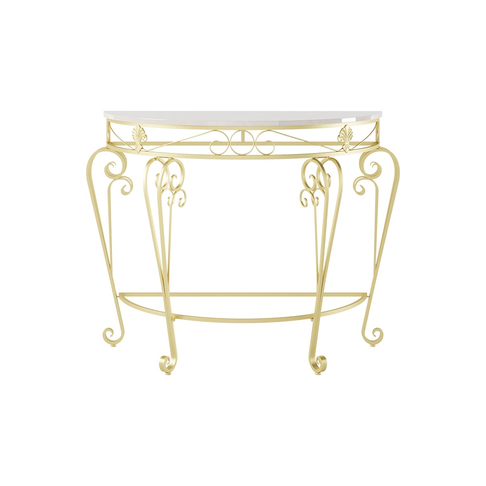HMR - Modern Metal Console Table with Classical Frame in Gold