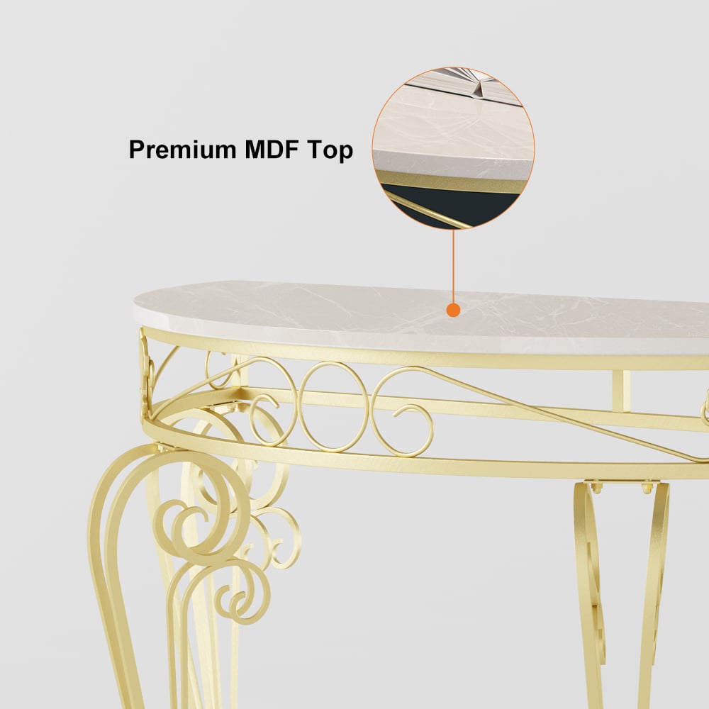 HMR - Modern Metal Console Table with Classical Frame in Gold