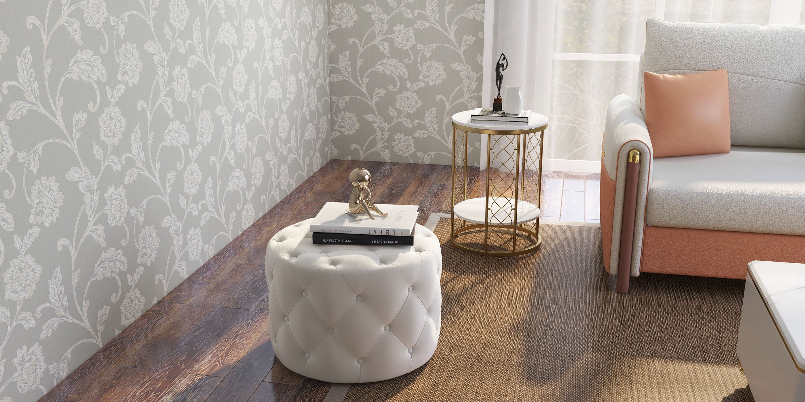 HMR - Round Marble Table with Storage in White