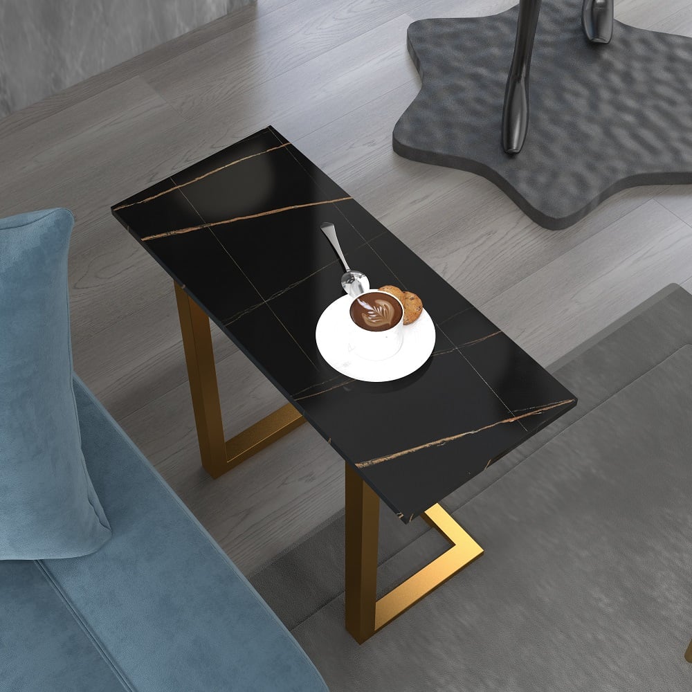HMR C-Shaped 26" Rectangle Side Table - Black