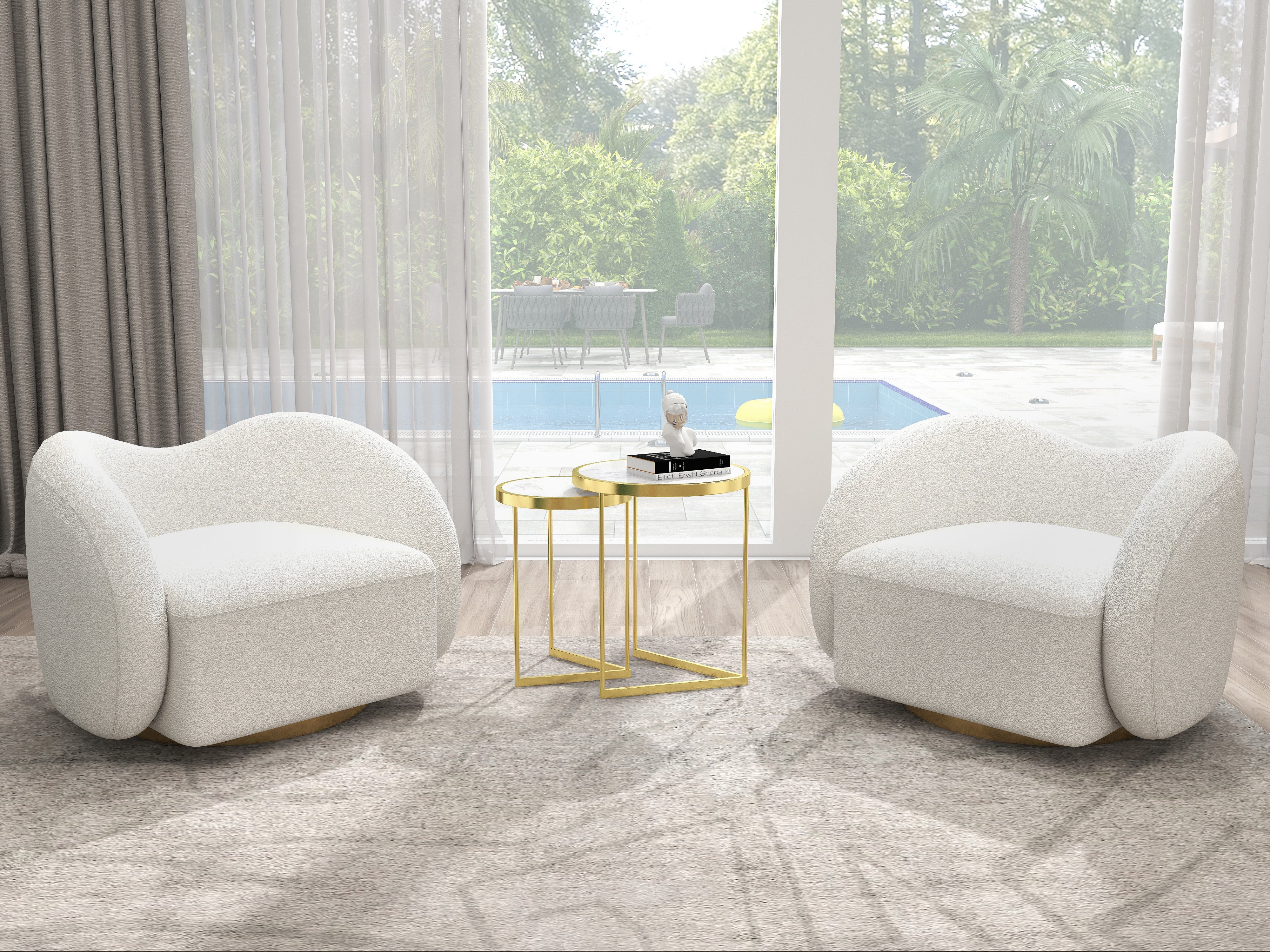 HMR Modern End Table Sets - White, Marble