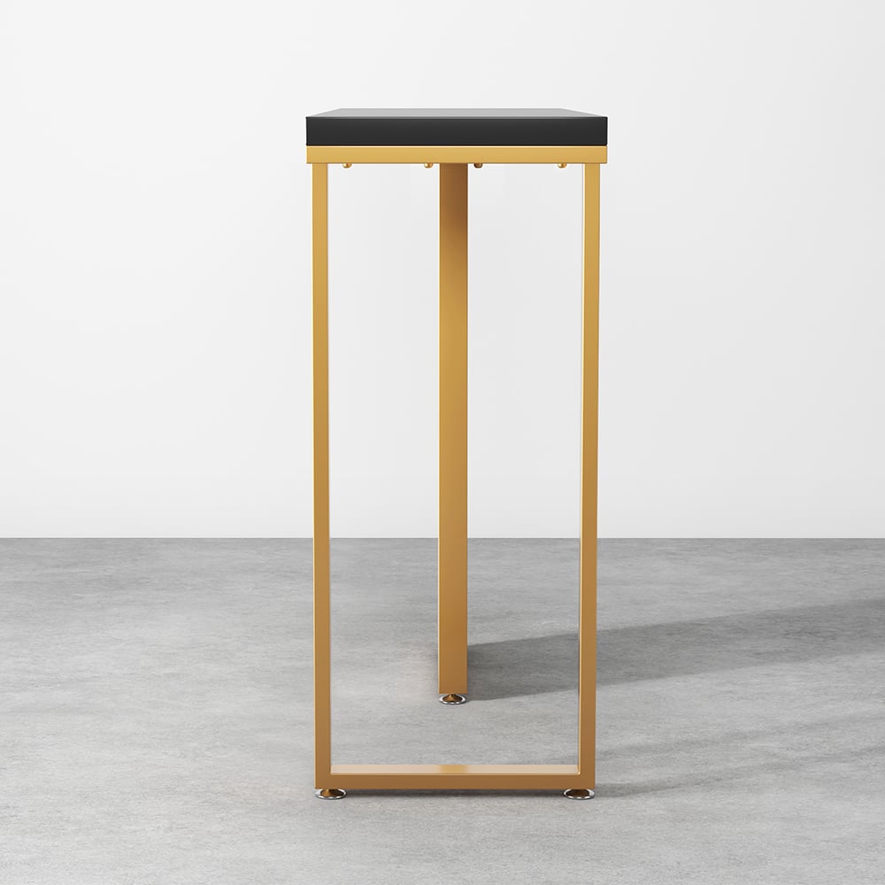 HMR - Modern Rectangular Console Table with Wooden Top 39" in Black and White
