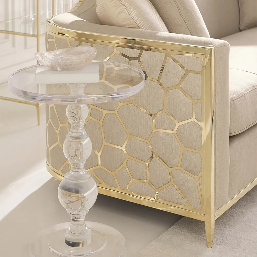 HMR - Modern Round End Table Acrylic Side Table in Clear
