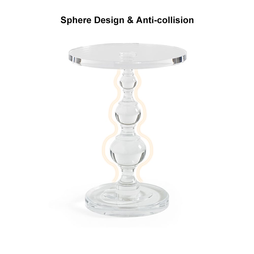HMR - Modern Round End Table Acrylic Side Table in Clear