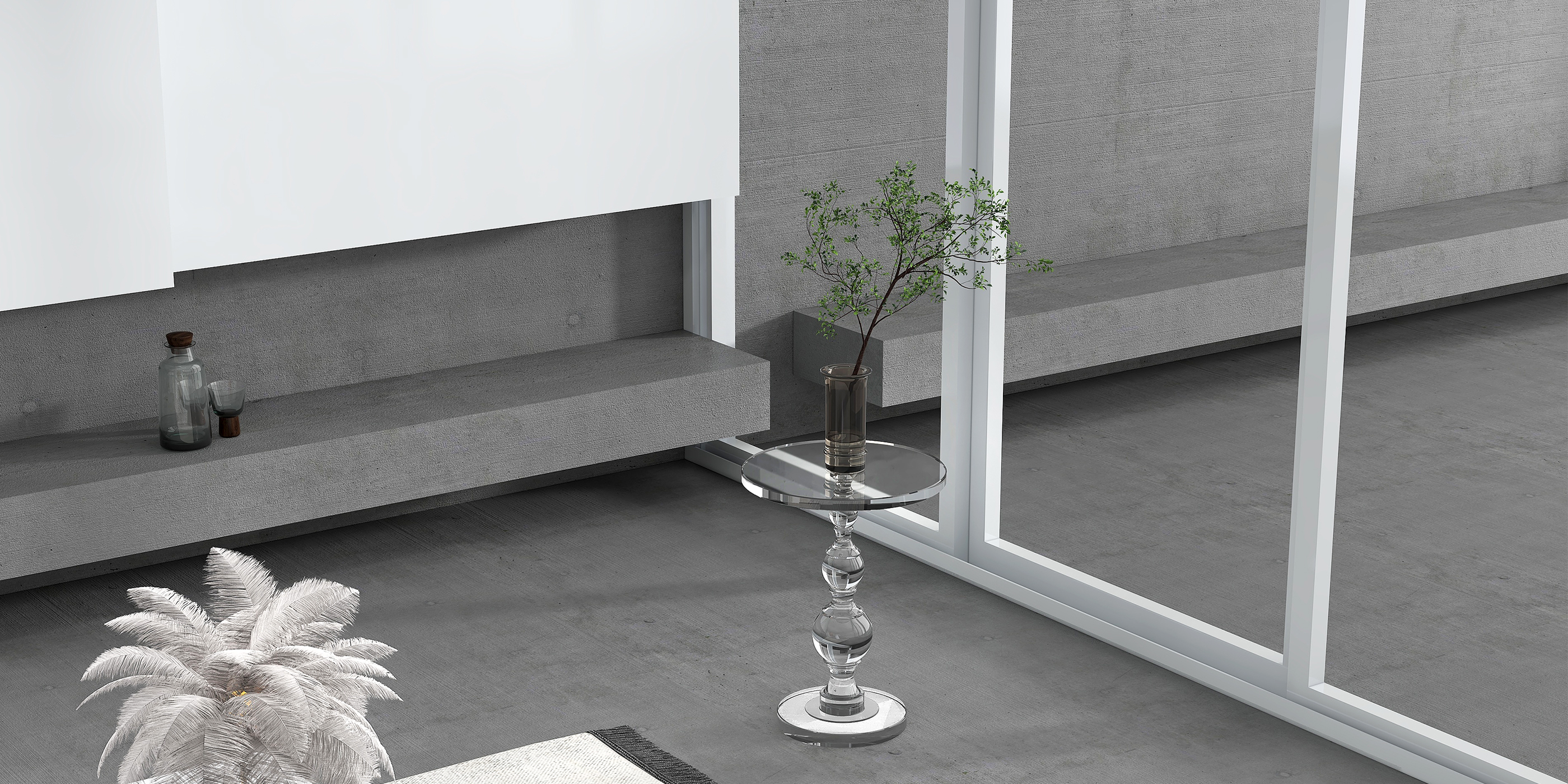 HMR - Modern Round End Table Acrylic Side Table in Clear