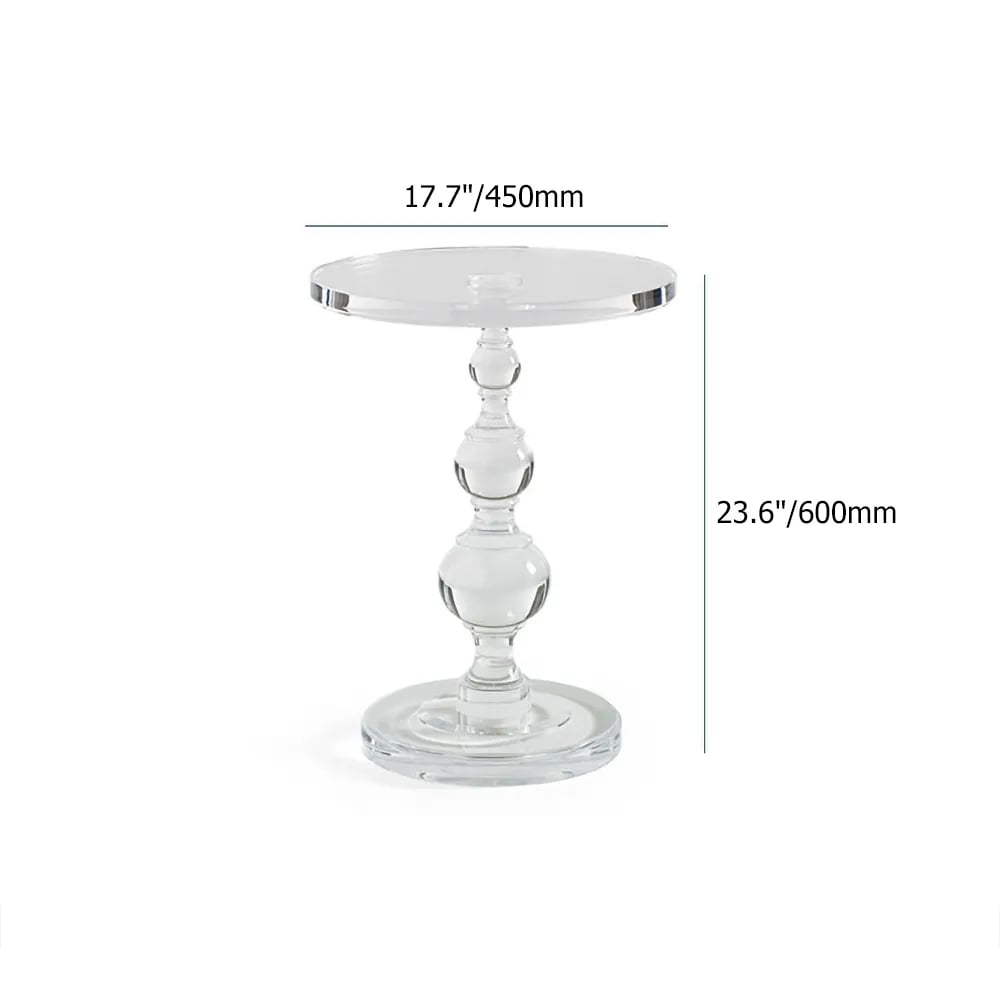 HMR - Modern Round End Table Acrylic Side Table in Clear