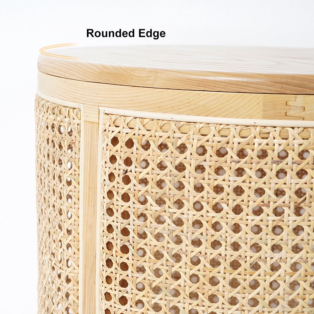 HMR - Round End Table with Storage in Rattan