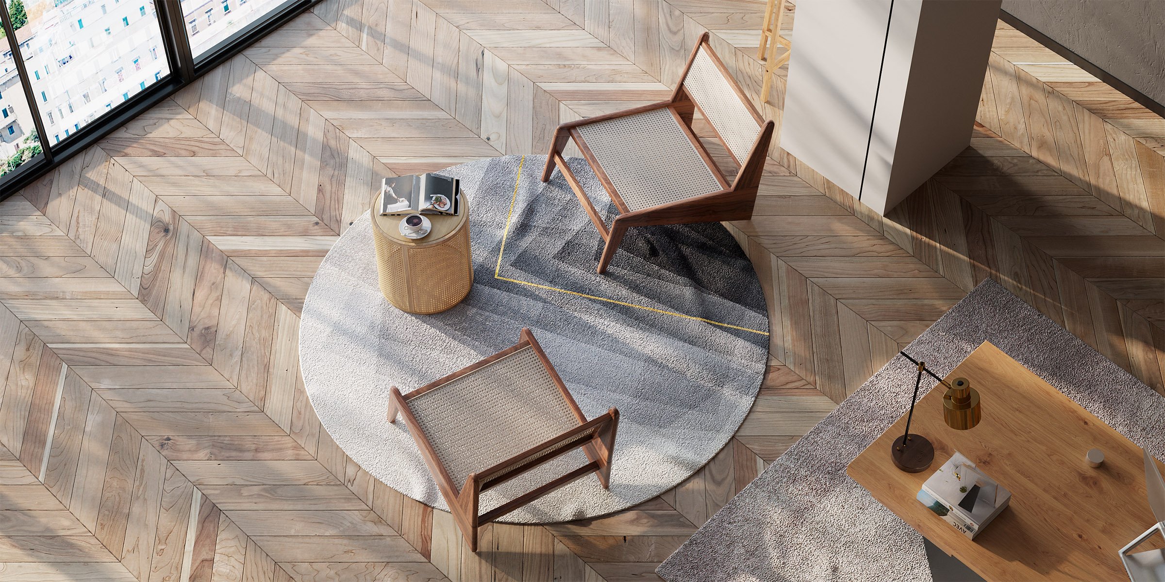 HMR - Round End Table with Storage in Rattan
