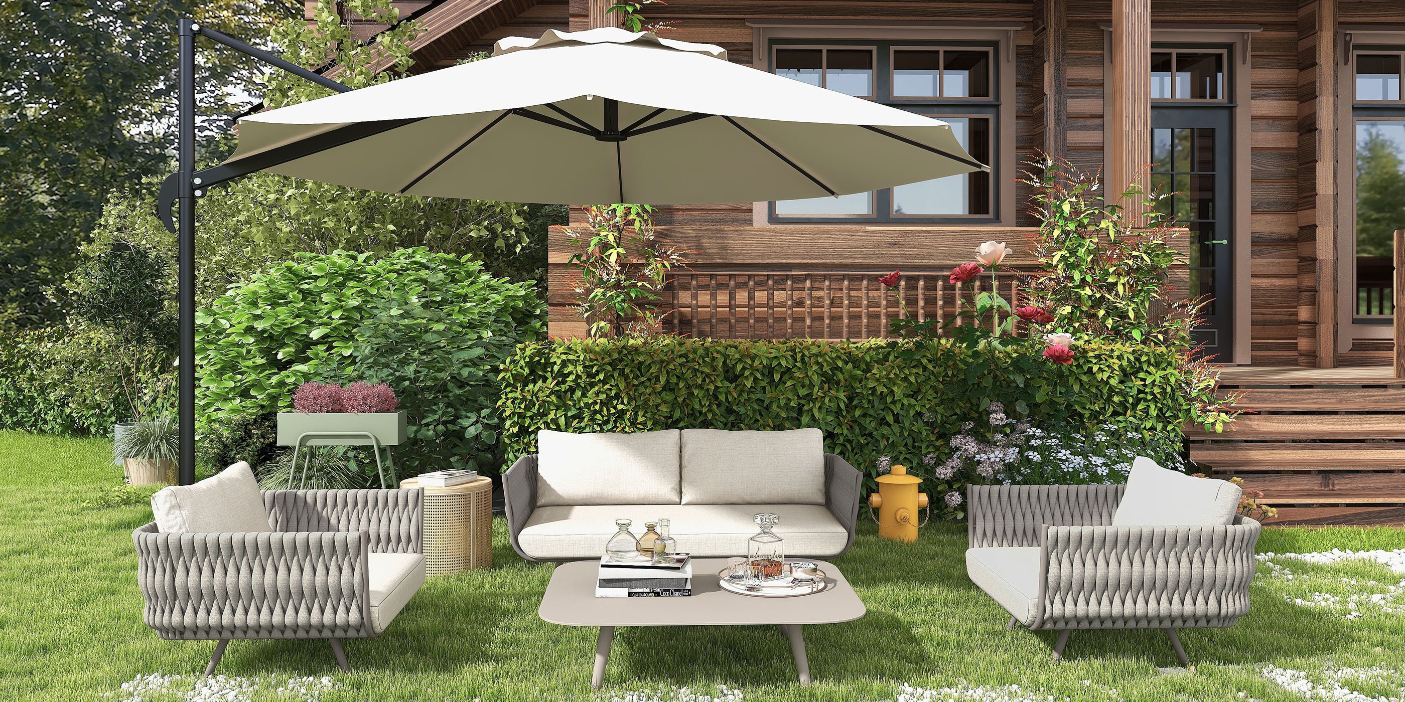 HMR - Round End Table with Storage in Rattan