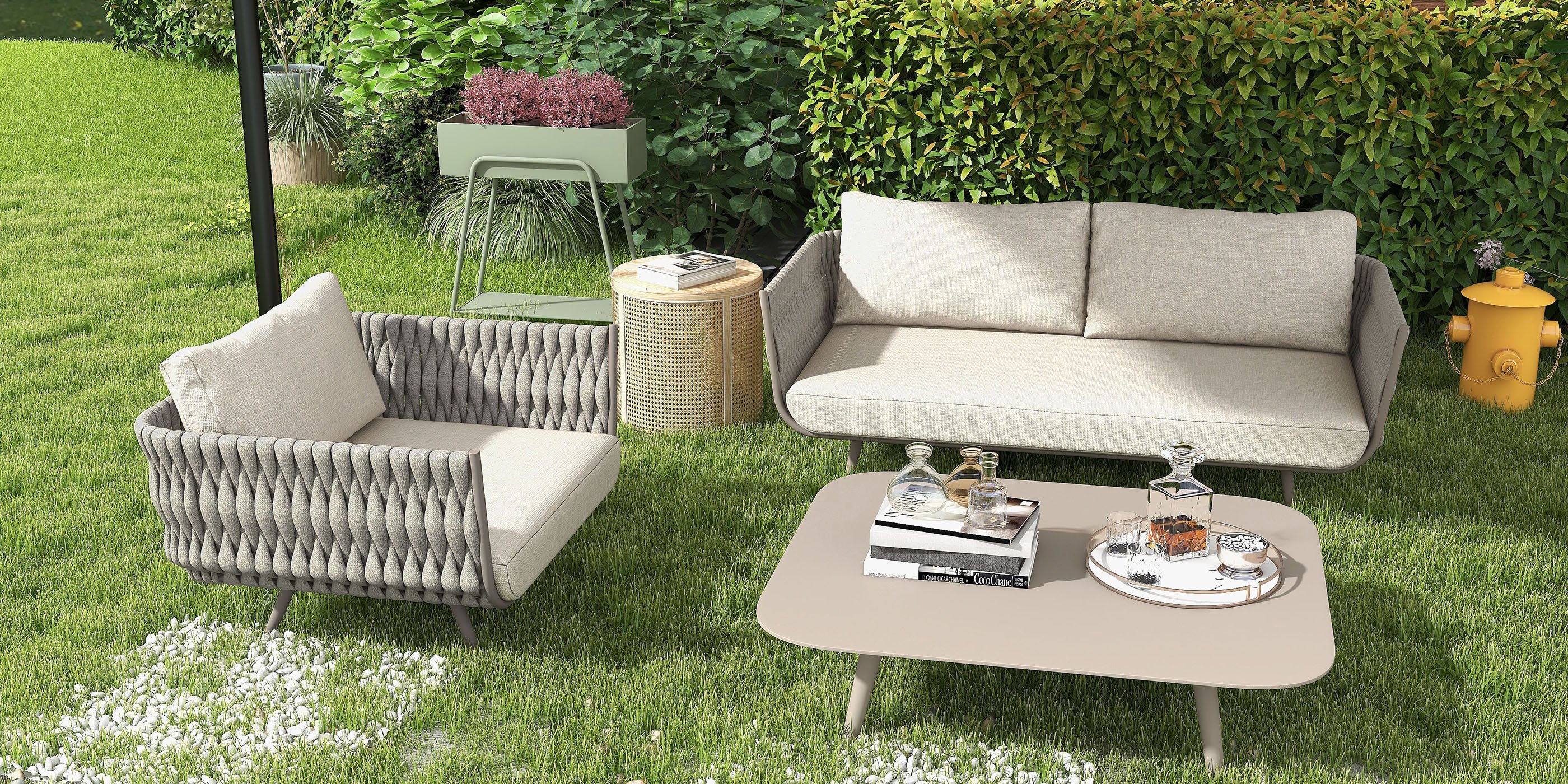HMR - Round End Table with Storage in Rattan