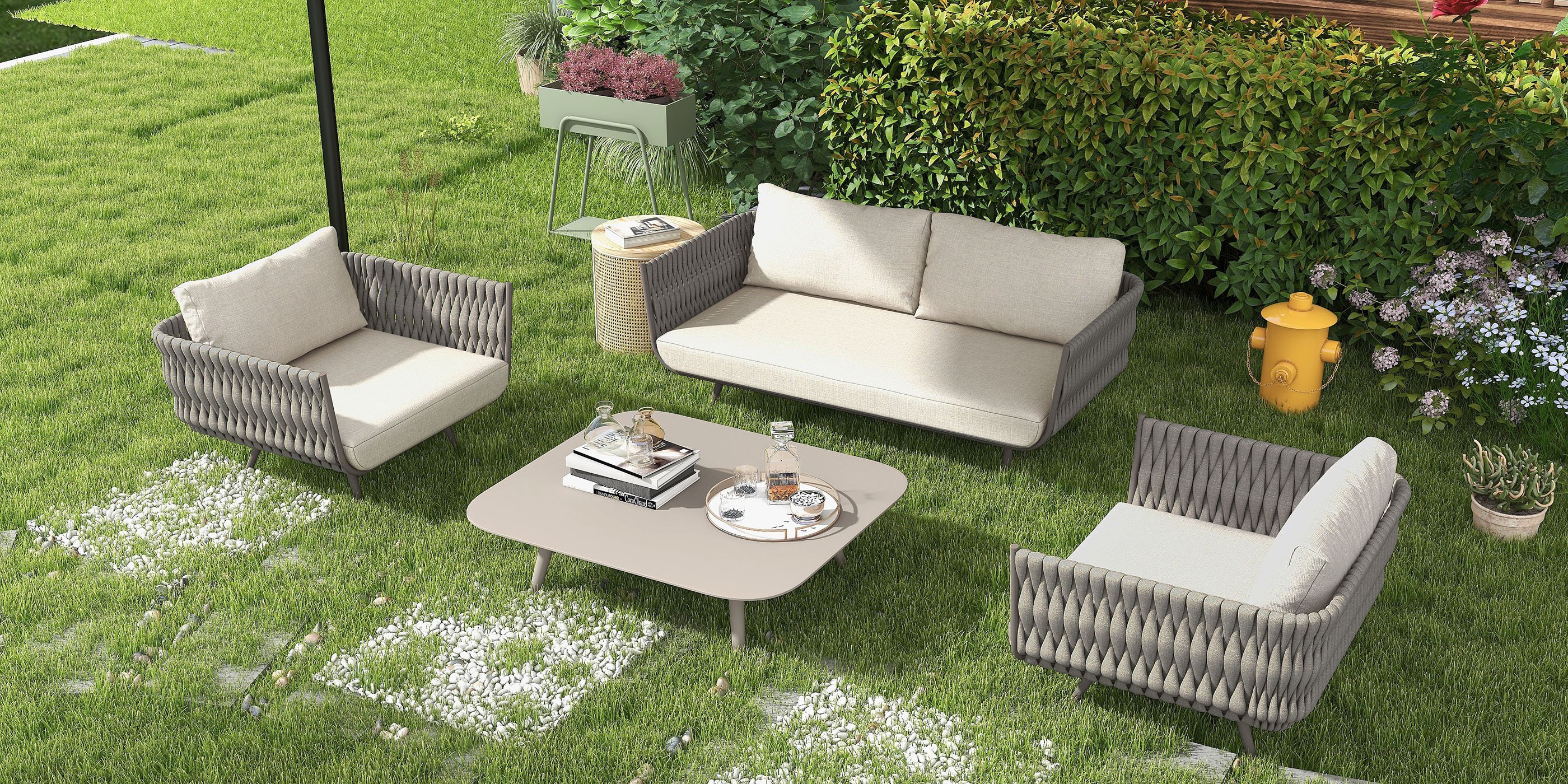 HMR - Round End Table with Storage in Rattan