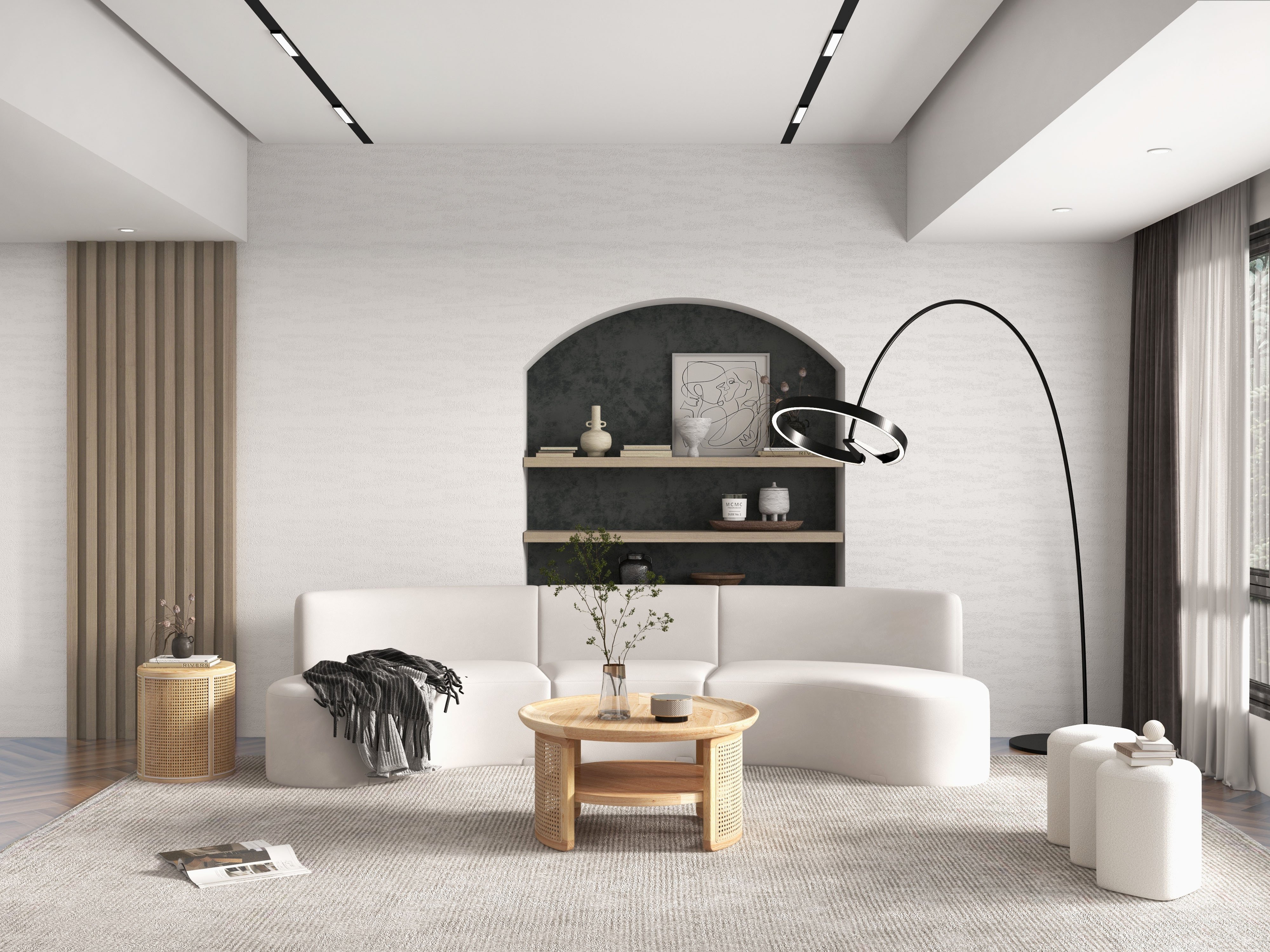 HMR - Round End Table with Storage in Rattan