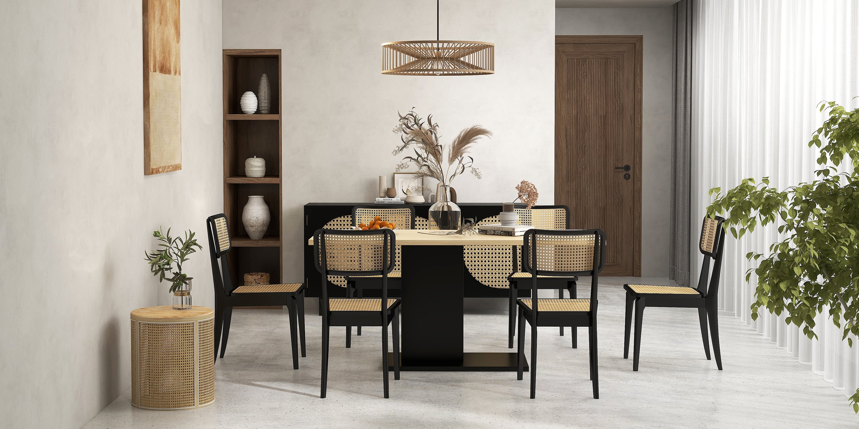 HMR - Round End Table with Storage in Rattan