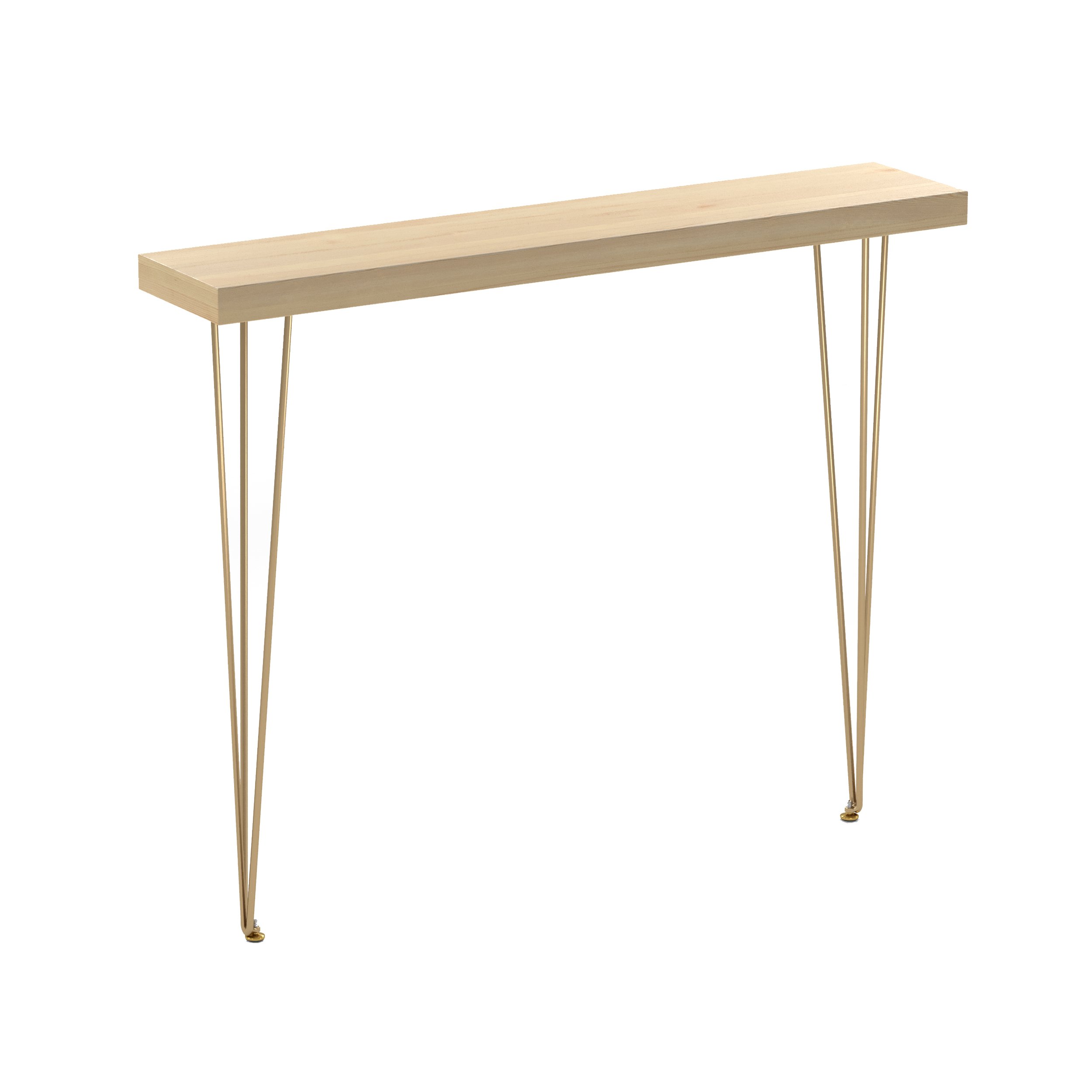 HMR Rustic Narrow Rectangular 39" Console Table with Wooden Top & Metal Legs - Natural