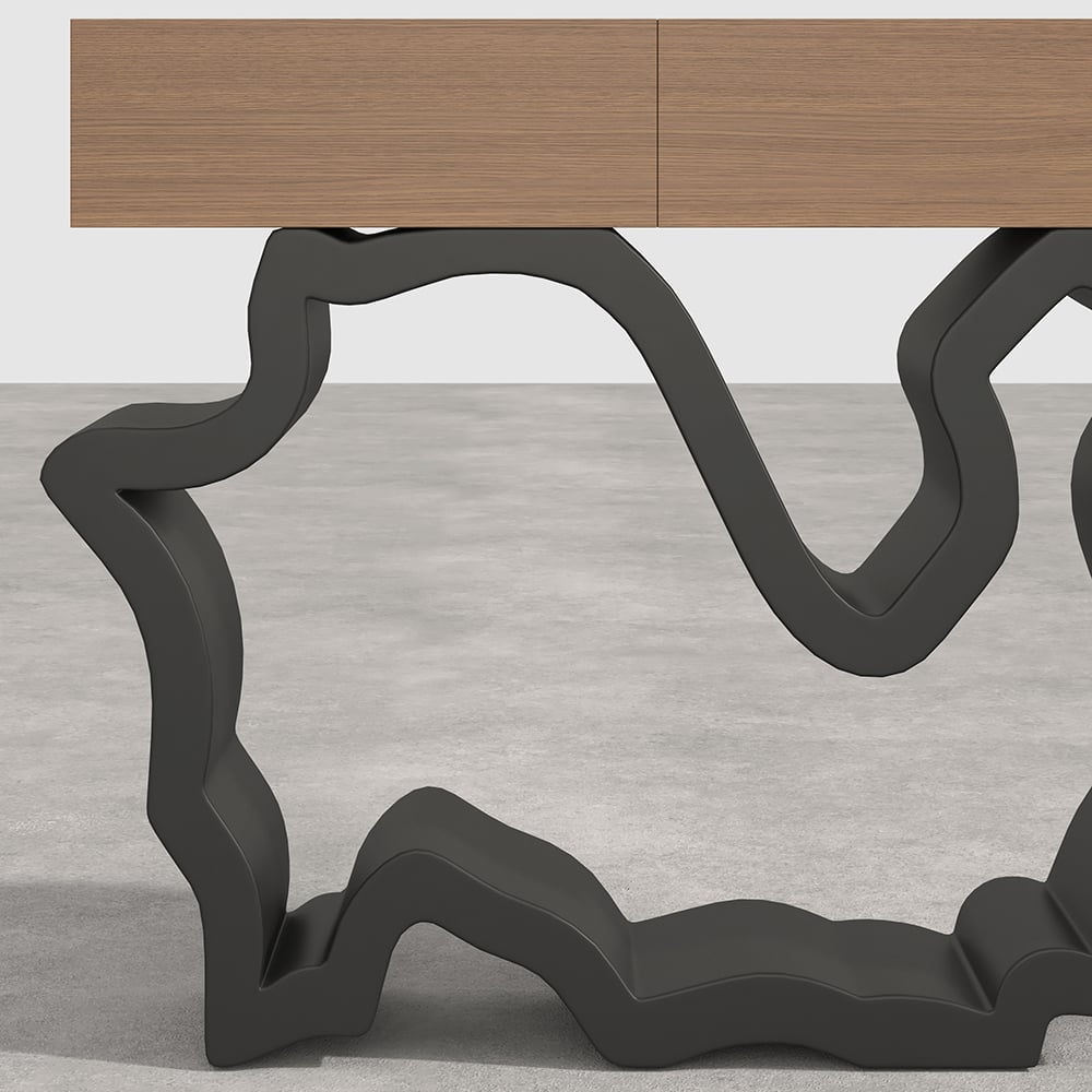 HMR - Modern Console Table with Drawers 39.4" in Black