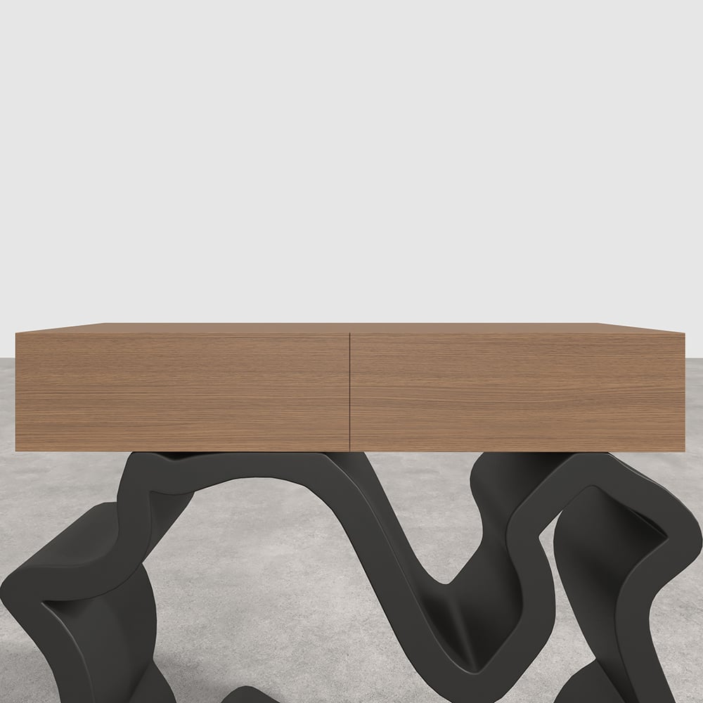 HMR - Modern Console Table with Drawers 39.4" in Black