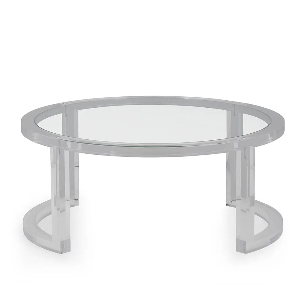 HMR - Round Acrylic Coffee Table with Tempered Glass Top in 31.5"Dia