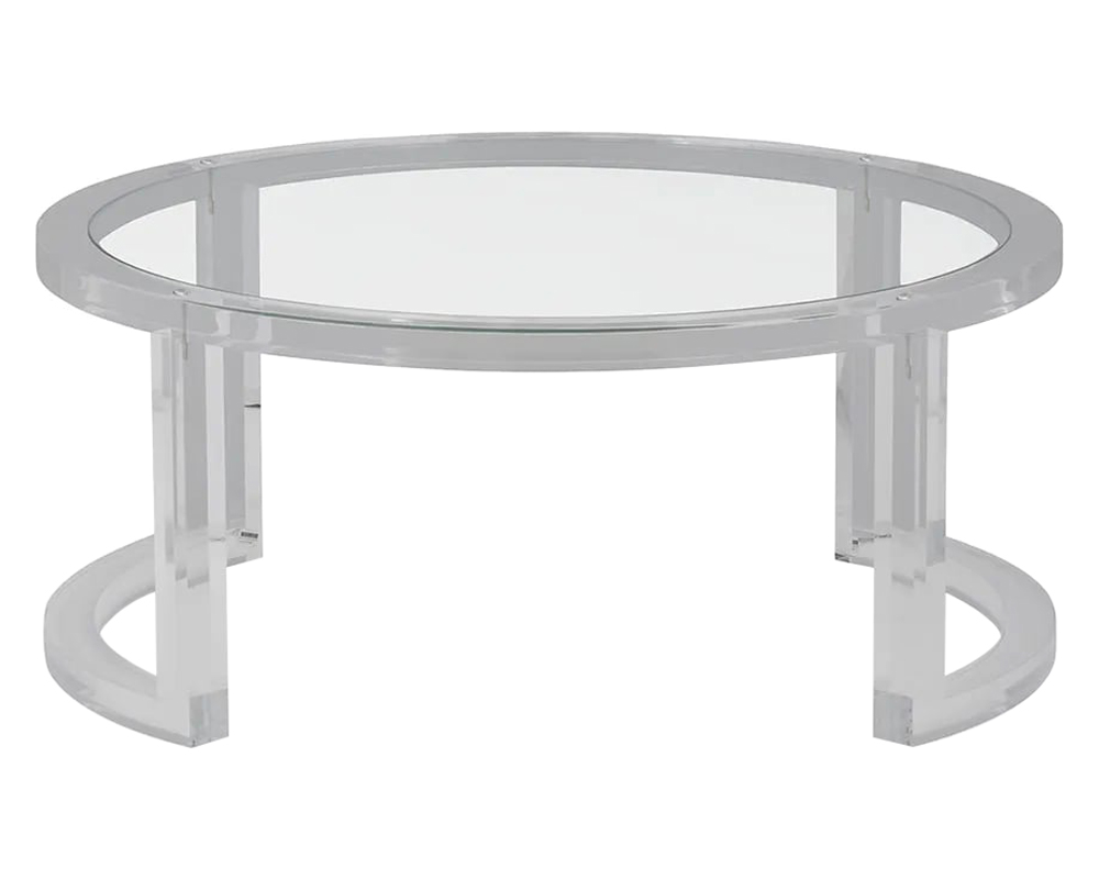 HMR - Round Acrylic Coffee Table with Tempered Glass Top in 31.5"Dia