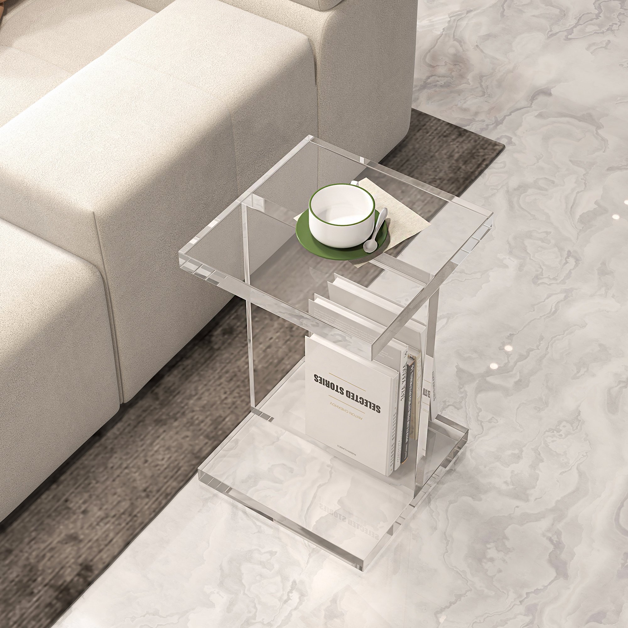 HMR - Square Acrylic End Table in Clear
