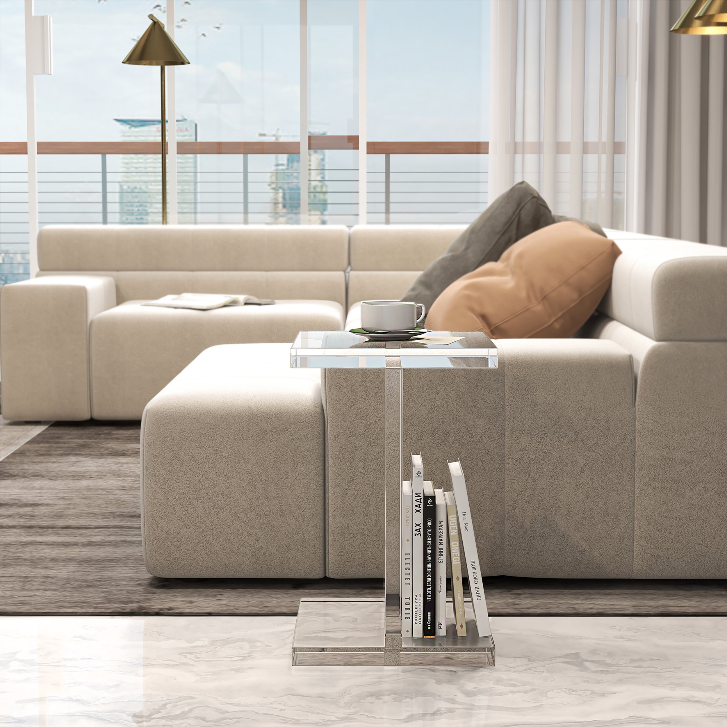 HMR - Square Acrylic End Table in Clear