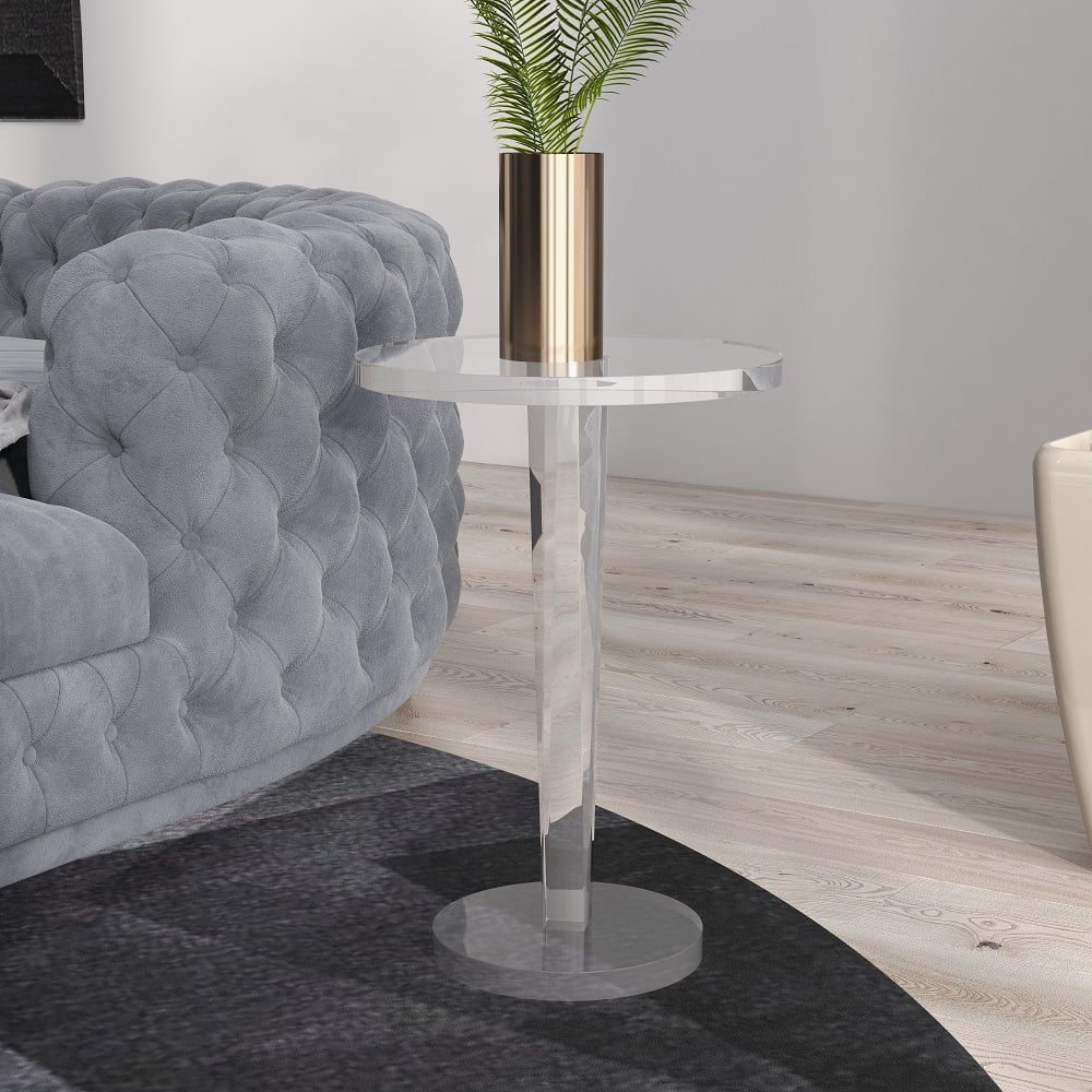 HMR - End Table Modern Clear Side Table in 23.6"H, Acrylic