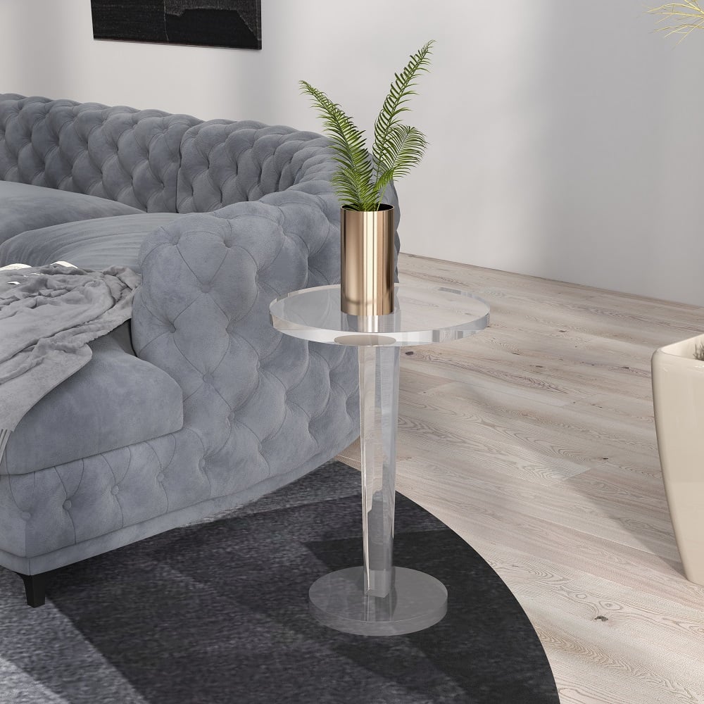 HMR - End Table Modern Clear Side Table in 23.6"H, Acrylic
