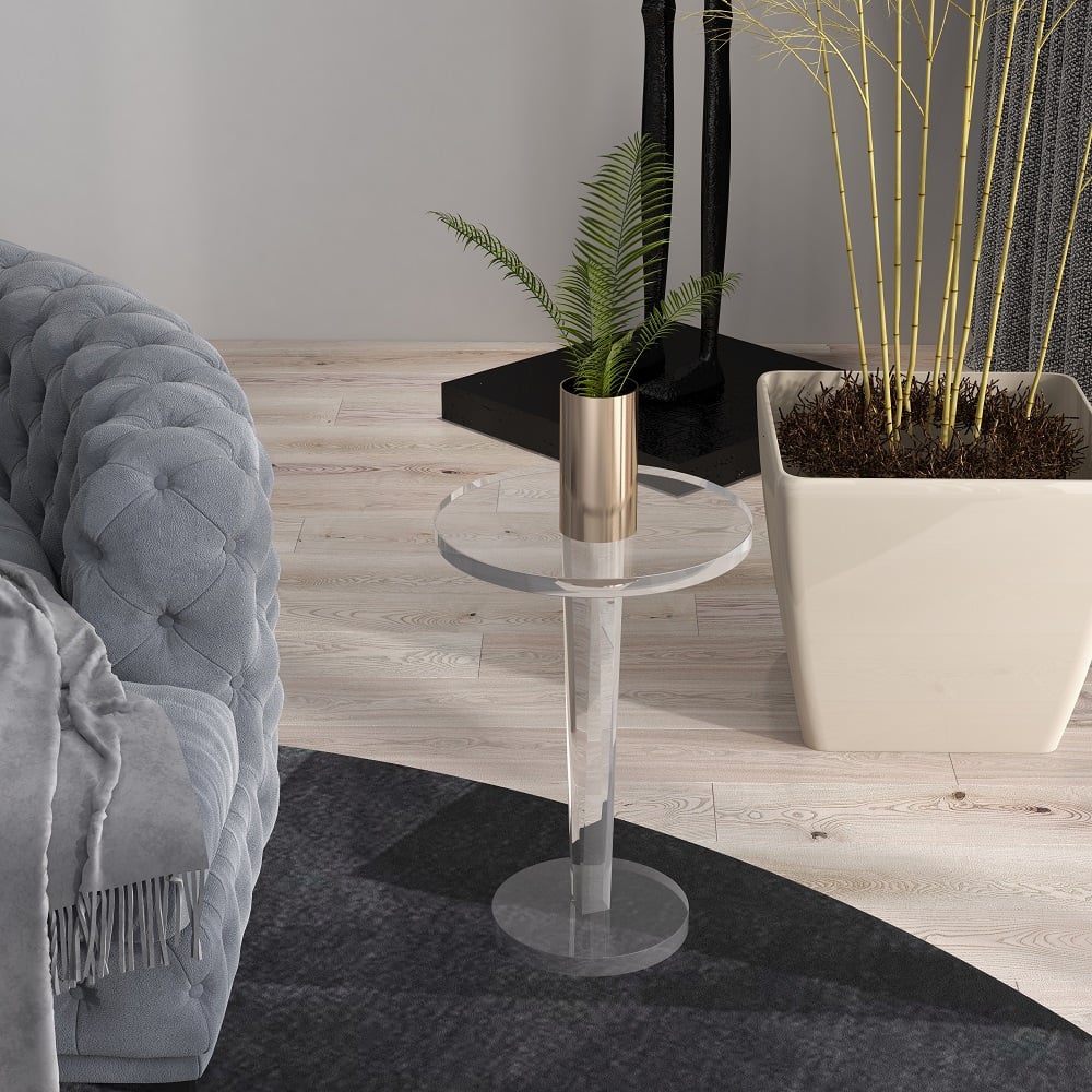 HMR - End Table Modern Clear Side Table in 23.6"H, Acrylic