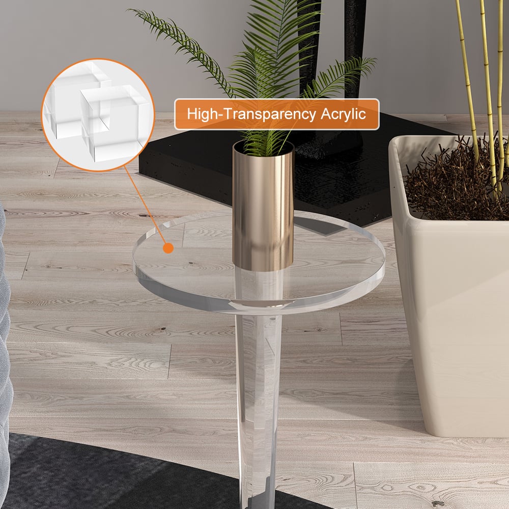 HMR - End Table Modern Clear Side Table in 23.6"H, Acrylic