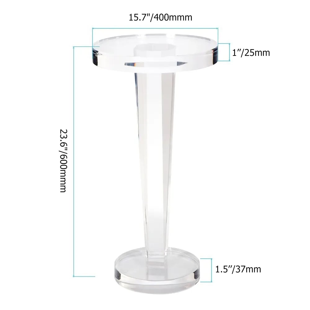 HMR - End Table Modern Clear Side Table in 23.6"H, Acrylic