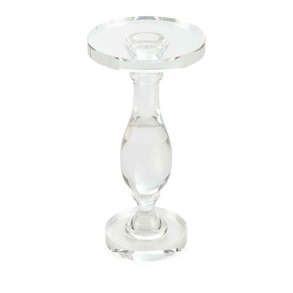 HMR - 14" Modern Acrylic Round End Table with Pedestal in Clear