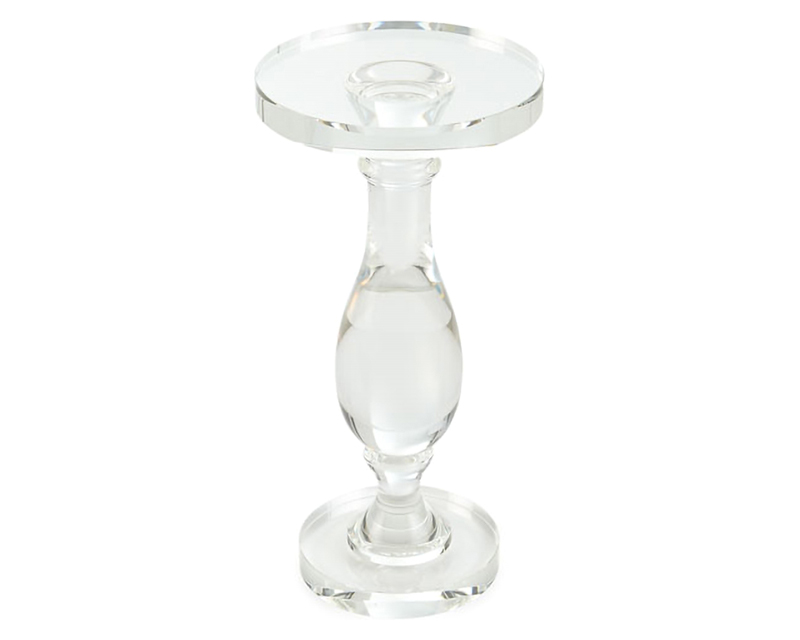 HMR - 14" Modern Acrylic Round End Table with Pedestal in Clear