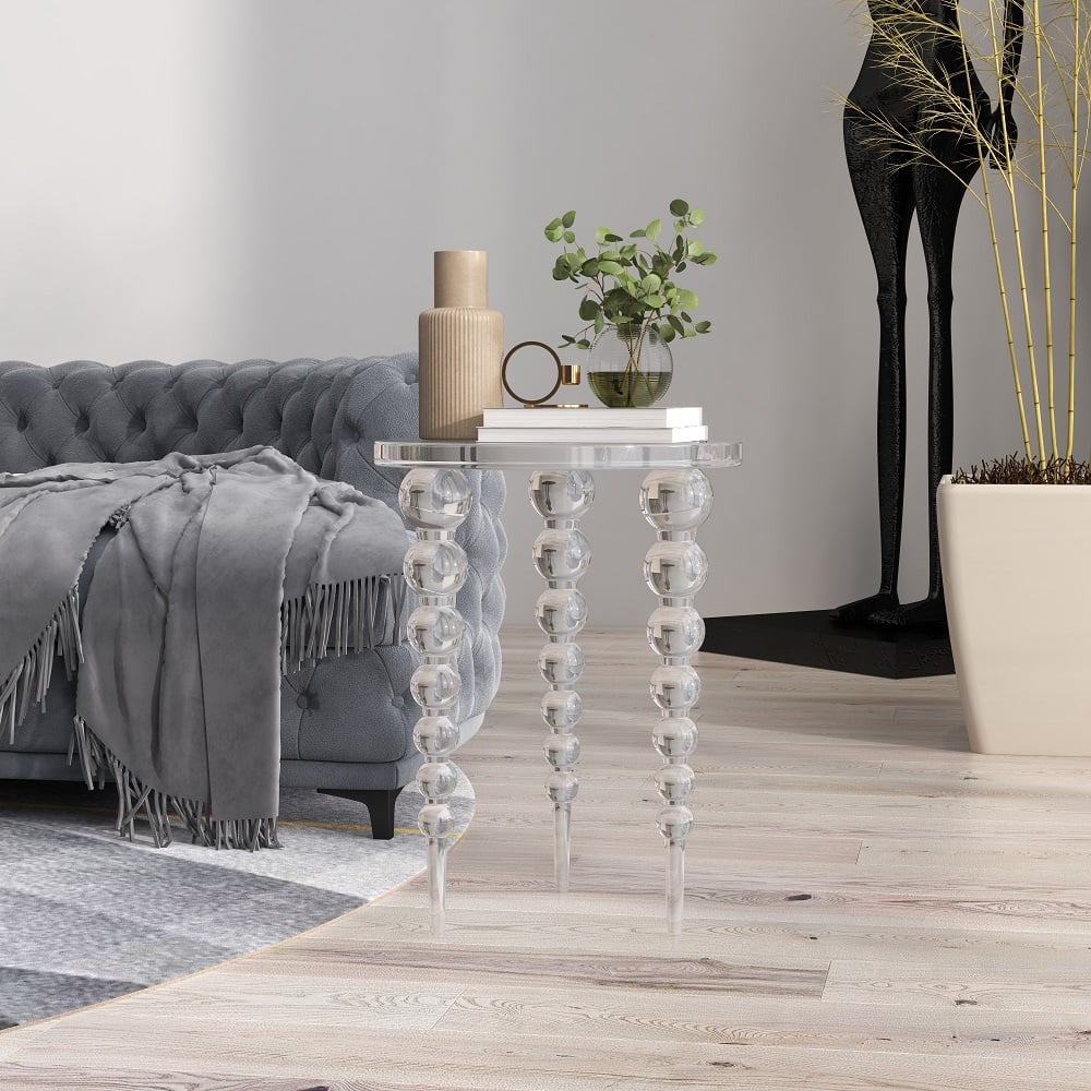 HMR - Acrylic Round Side Table in Clear