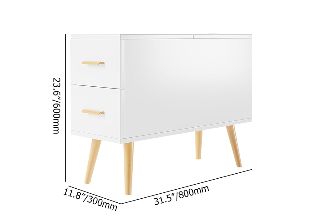 HMR Modern Rectangle End Table with Drawers - White