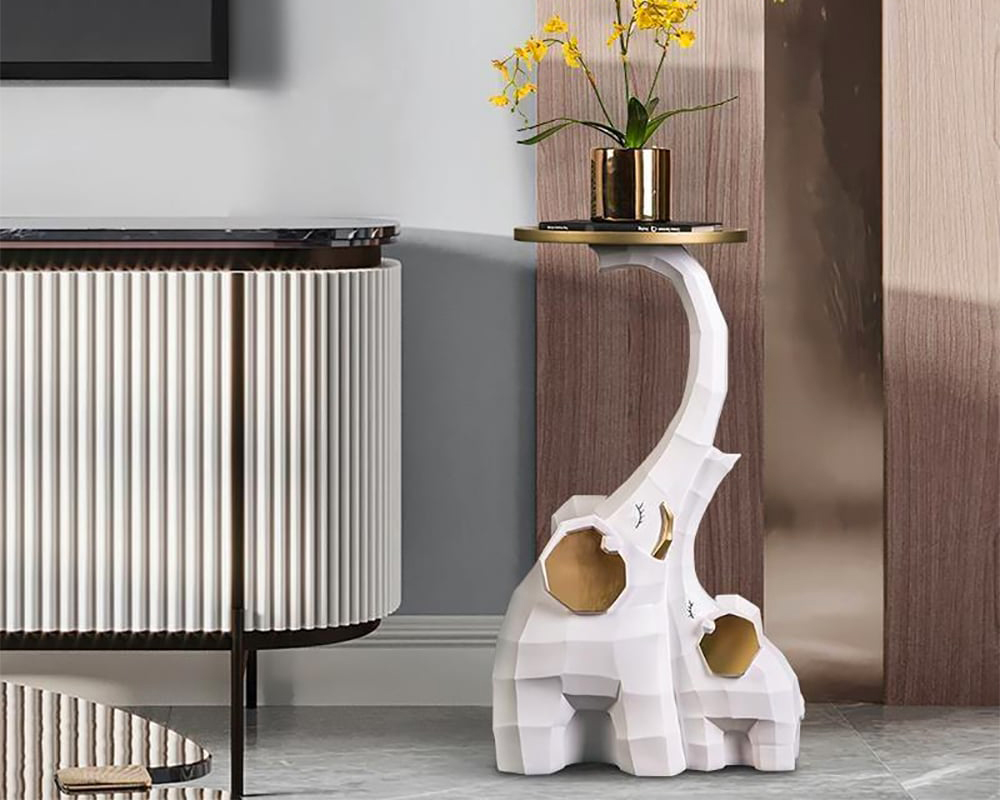 HMR End Table with Tray Top - White/Gold
