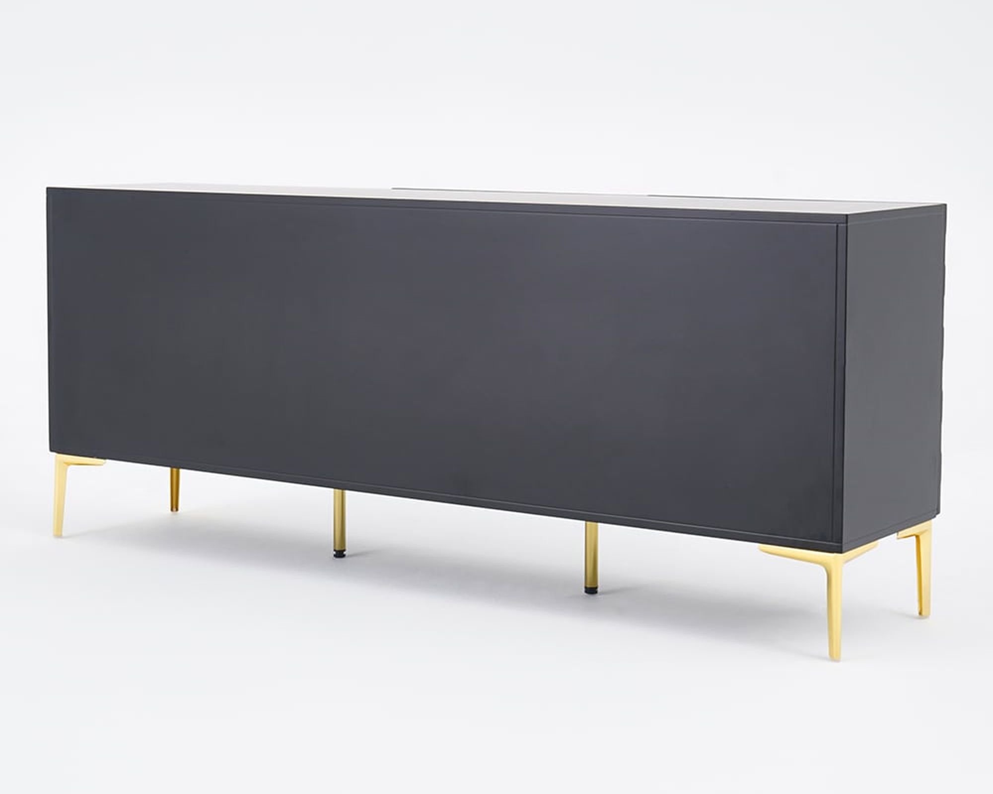 HMR - Modern Buffet with Gold Legs and 3 Doors 70.9" in Black