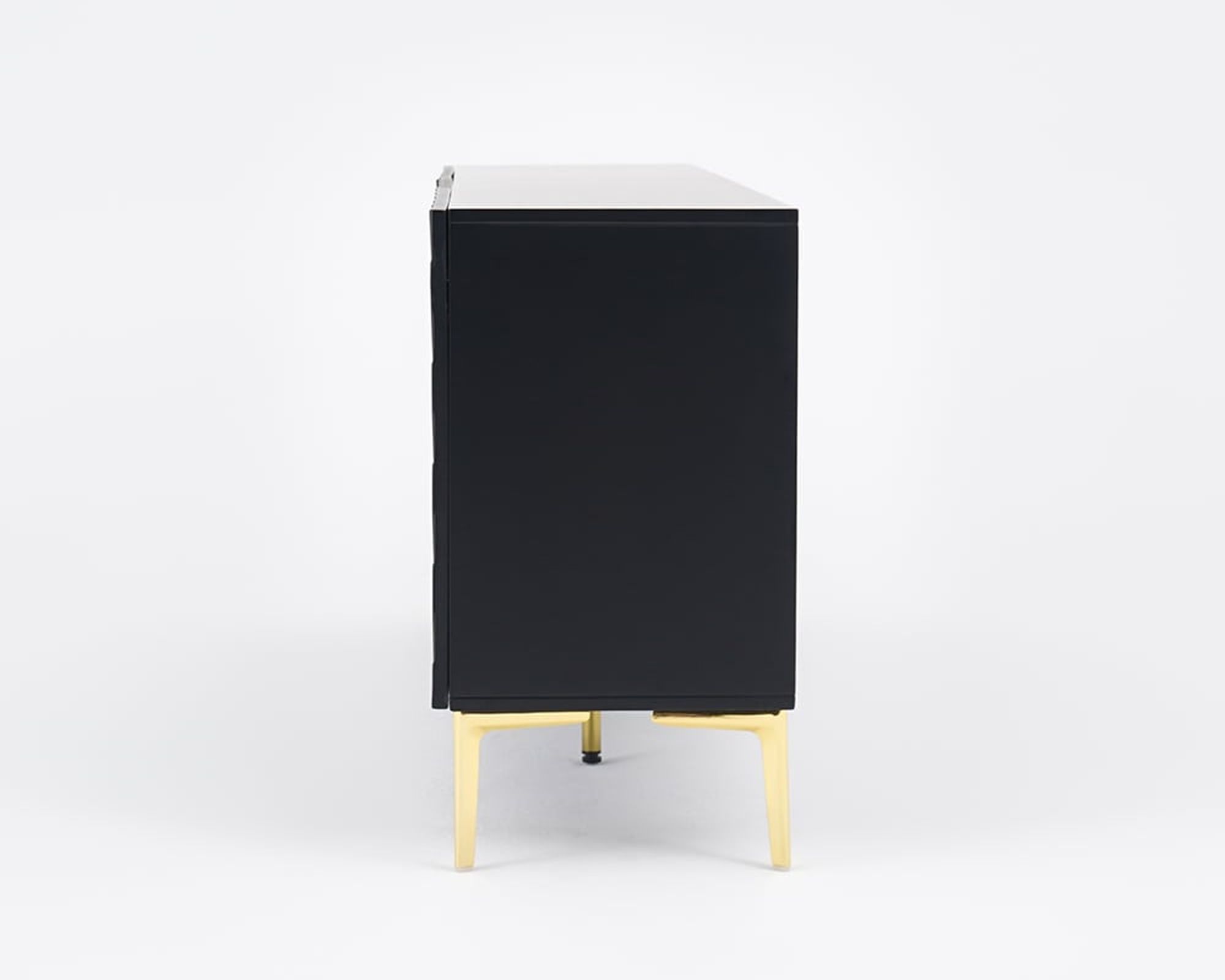 HMR - Modern Buffet with Gold Legs and 3 Doors 70.9" in Black